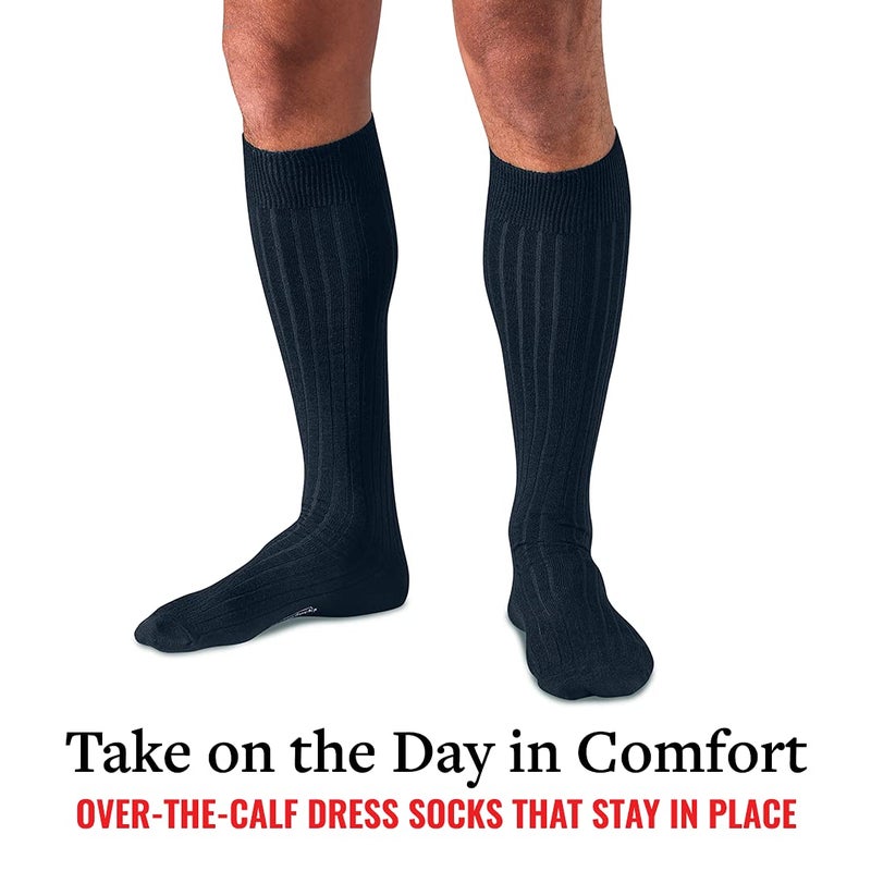 BoardroomSocks Merino Wool Dress Socks for Men â€“ Over-the-Calf, Ribbed Wool Dress Socks for Menâ€™s Size 8-12 â€“ Comfortable and Breathable Socks with Reinforced Heel and Toe by Boardroom Socks, Dark Navy - Image 3